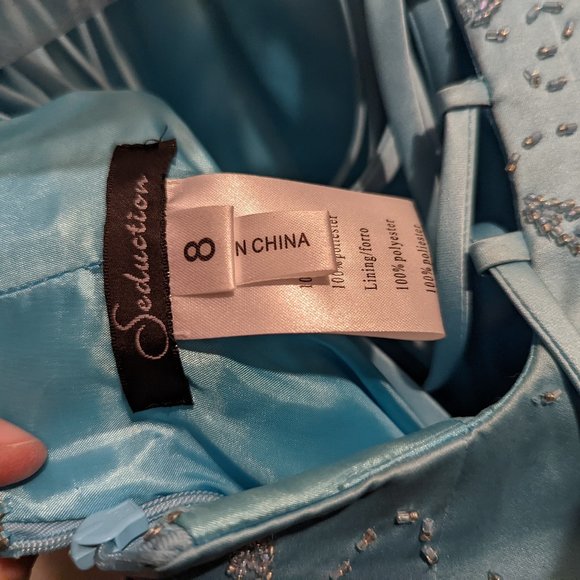 Blue and white prom dress - Picture 7 of 12